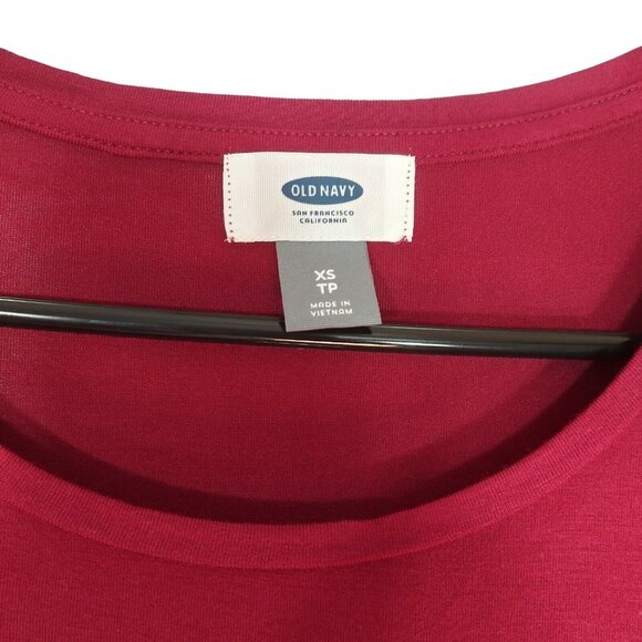 Old Navy Blouse Womens Extra Small Burgundy Tunic Long Sleeve Crew Neck Relaxed - Picture 5 of 10